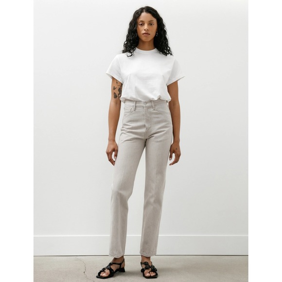Auralee Denim - AURALEE Off White High Waist Straight Leg Denim Jeans Women Size 28.5 x 27